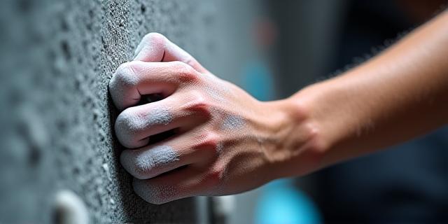 Client training on a bouldering wall
